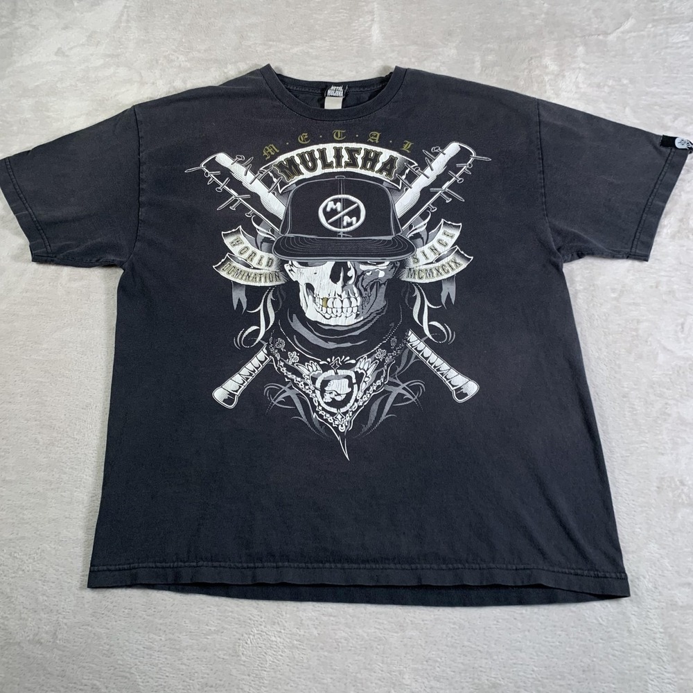 Metal Mulisha Shirt Mens Large Black Skull Graphic World‎ Domination Moto Biker